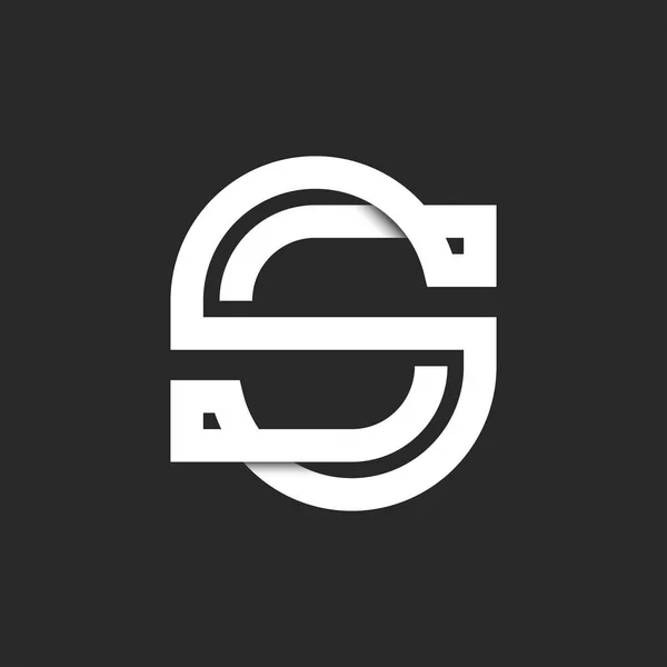 S字型ロゴモノグラム1本のホワイトラインミニマルデザイン リニアアイデンティティエンブレム — ストックベクタ
