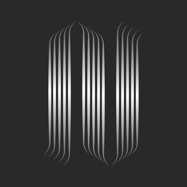 Creative Initial Letter Monogram Logo Zilveren Lijn Kunst Stijl Met — Stockvector