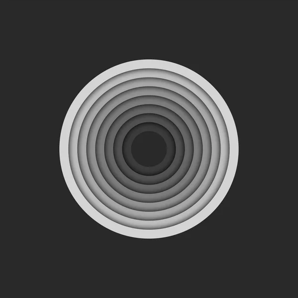 Lettre Logo Forme Cercles Rayures Parallèles Grises Motif Géométrique Circulaire — Image vectorielle