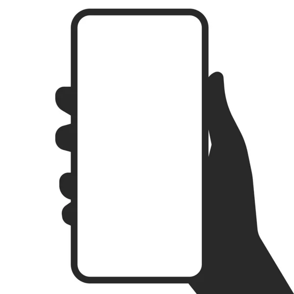 带空白屏幕演示模型的手持电话 用于以最小的风格宣传黑白插图 — 图库矢量图片