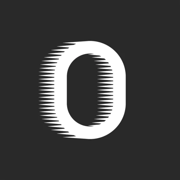 具有快速运动效果的字母O或数字零标识 标识创意技术白色标识圆形等距形状 椭圆形几何符号速度效果 — 图库矢量图片