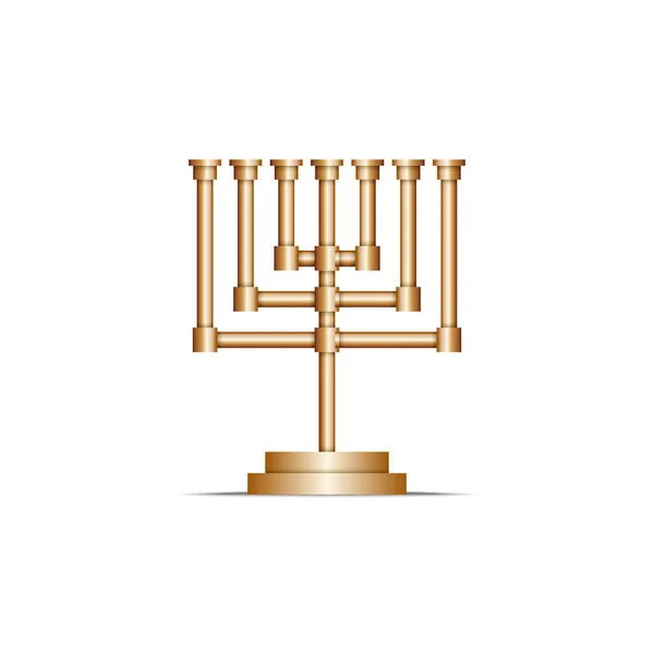 Menorah Realistic Vector Object Seven Branched Candelabrum Isolated White Background — Stock Vector