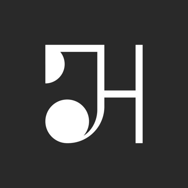 書道の首都文字Hモノグラムロゴデザイン 黒と白の最小限のスタイルのマーク 丸カールと創造的な洗練されたシンボル — ストックベクタ