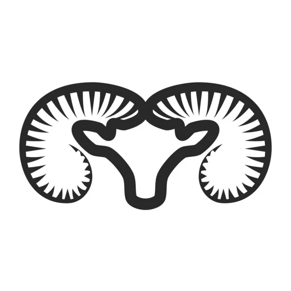 头角公羊或羊角动物标识线形设计 山羊型轮廓细线最小风格 — 图库矢量图片