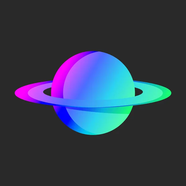 Planeta Logotipo Vibrante Gradiente Futurista Espaço Ilustração Brilhante Fantasia Cosmos — Vetor de Stock