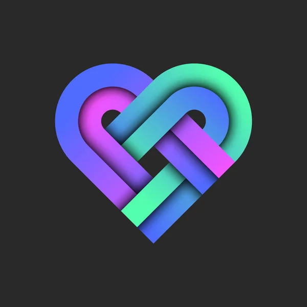 Logo Tvaru Srdce Pulzujícího Gradientu Průsečík Zaoblených Pruhů Efektem Vrstev — Stockový vektor