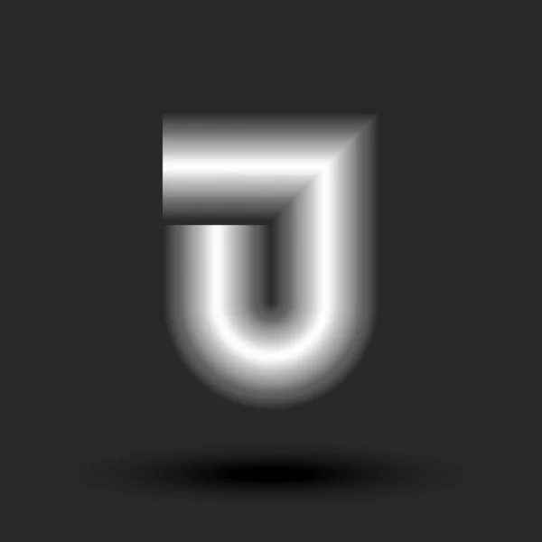 Tučné Písmeno Logo Monogram Stíny Stříbrné Trubice Tvar Kovový Kreativní — Stockový vektor