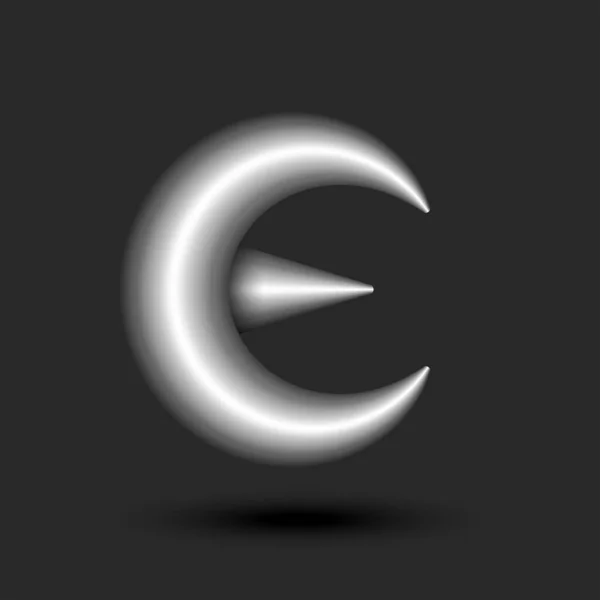 文字Eロゴ3D三日月形の影と灰色のグラデーション 創造的なアイデンティティの書道マーク — ストックベクタ