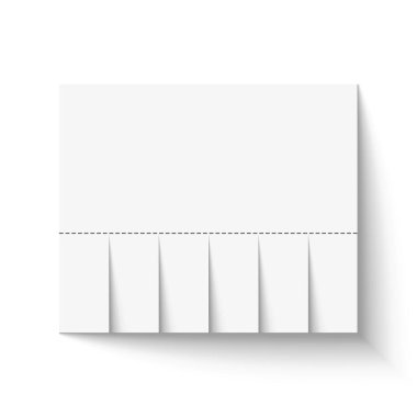 Yapışkan gerçekçi kağıt reklamları, beyaz bir arka planda izole edilmiş gölgeli bir tanıtım için boş bir vektör tasarımı modelidir..