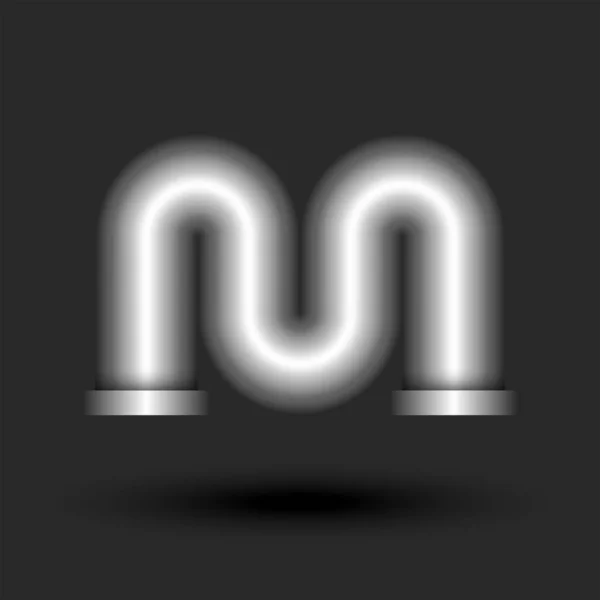 Pogrubiona Litera Monogram Logo Metaliczna Rurka Kołnierzami Gładki Kształt Fali — Wektor stockowy