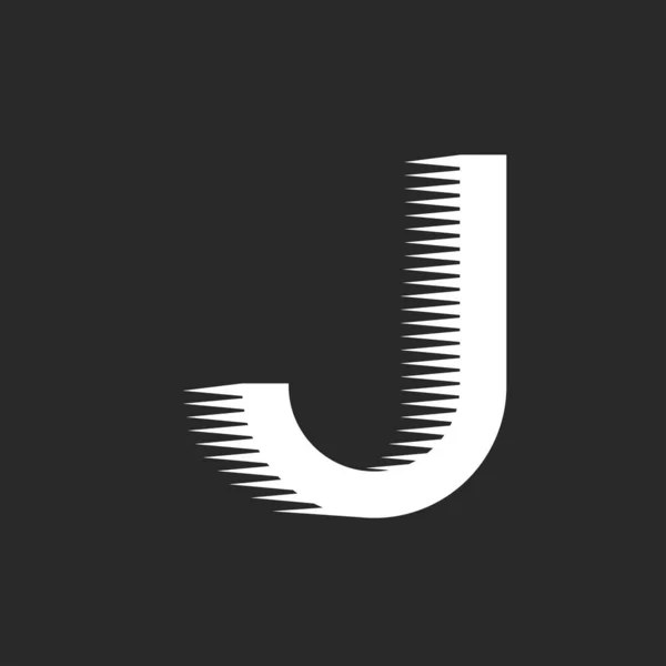 高速運動線効果を持つ文字Jのロゴ アイデンティティ創造的な技術白のロゴタイプ丸みを帯びた等角形 スポーツパワースピードシンボル — ストックベクタ