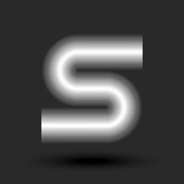 太字Sモノグラム3Dロゴ金属チューブ滑らかな形状 クロム創造的な書道の文字マーク タイポグラフィのデザイン要素 — ストックベクタ