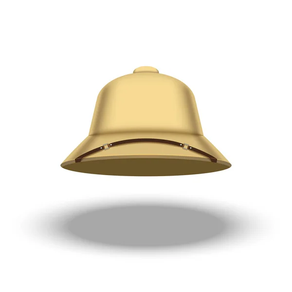 Шляпа Pith Изолированы Белом Фоне Вид Спереди Сафари Шлем Реалистичный — стоковый вектор