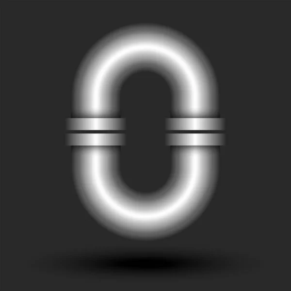 Tučné Písmeno Nebo Číslo Monogram Logo Kovová Trubka Přírubou Hladký — Stockový vektor