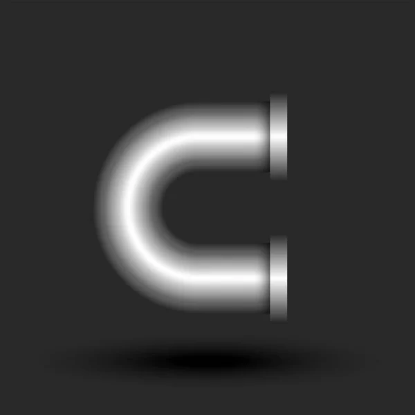 フランジ滑らかな曲線形状 銀色の創造的なタイポグラフィのロゴ 産業用ロゴタイプと太字の手紙Cのロゴモノグラム3D鋼の強いパイプ — ストックベクタ
