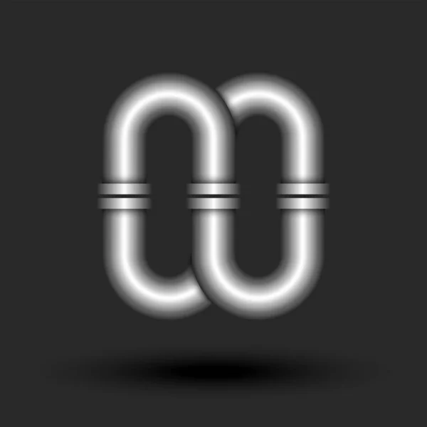 Gesloten Lus Logo Staal Infinity Vorm Lijn Pijp Met Flenzen — Stockvector