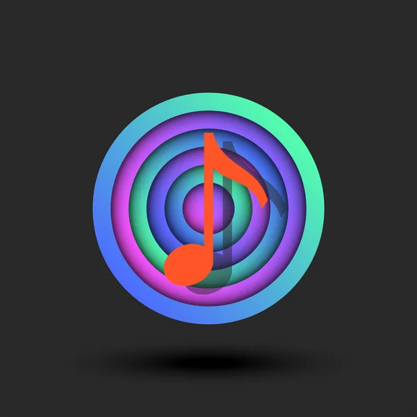 Μουσικό Λογότυπο Στρογγυλό Σχήμα Μουσική Σημείωση Σύμβολο Και Αφηρημένους Κύκλους — Διανυσματικό Αρχείο