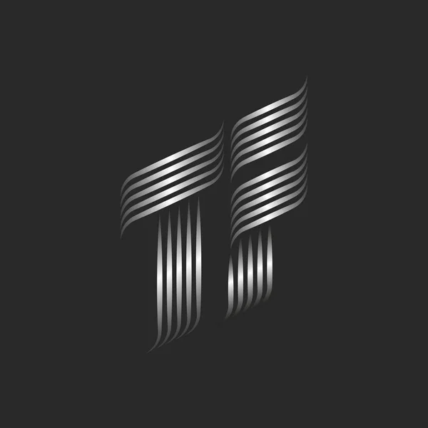 Inicial Letras Logotipo Monograma Vinculado Dos Letras Metal Para Emblema — Vector de stock