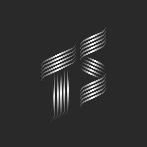 Инициалы Металлические Буквы Логотипа Монограмма Сочетание Двух Букв Логотипа Бизнес — стоковый вектор