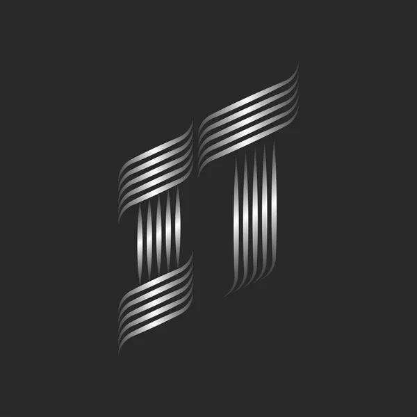 Iniciály Nebo Kovová Písmena Logo Monogram Kombinace Dvou Písmen Pro — Stockový vektor