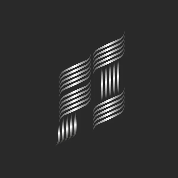 Gladde Curven Initialen Gradiënt Letters Logo Monogram Met Krullen Gestreept — Stockvector