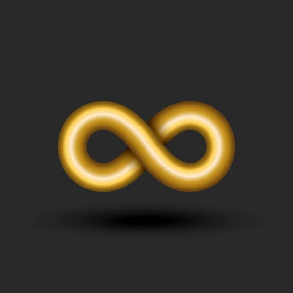 黄金の無限大のロゴ3D黄金比無限の幾何学的形状 金属勾配無限のシンボル技術シンボル — ストックベクタ