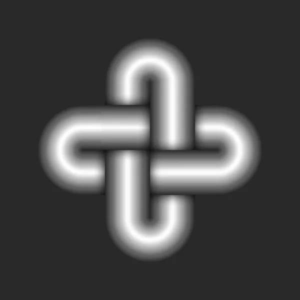Křížové Logo Nebo Znak Zaoblený Tvar Vyrobený Kovového Gradientu Šedé — Stockový vektor