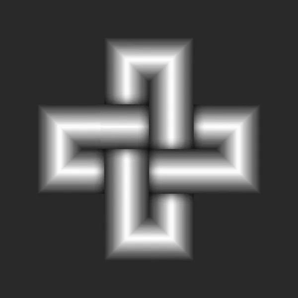 Cross Shape Logo Pattern Metallic Parallel Lines Artwork Black Background — Stock Vector