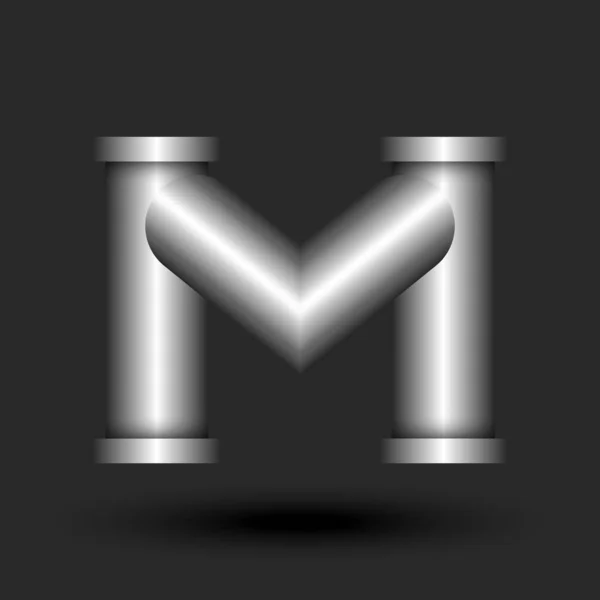 Letter Λογότυπο Μονόγραμμα Μεταλλική Γραμμή Σωλήνα Σχήμα Κατασκευής Φλάντζες Ασημί — Διανυσματικό Αρχείο