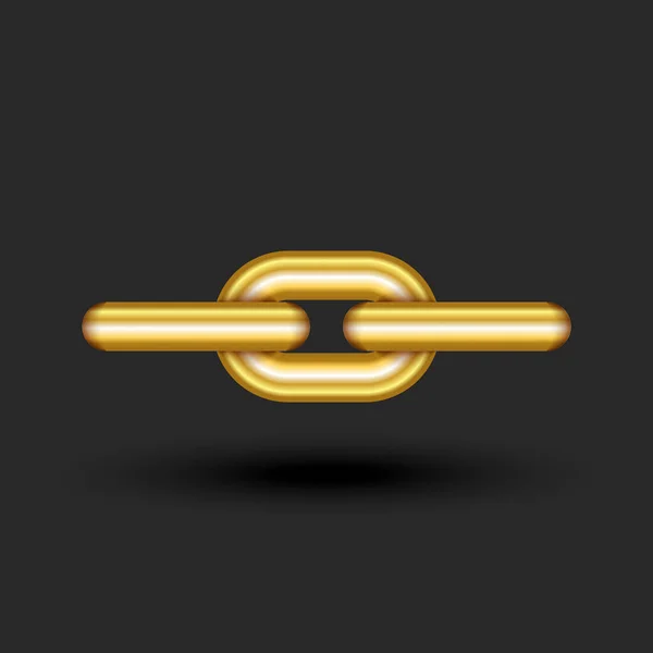 ゴールデンチェーンロゴ3Dゴールド3リンク部品形状 イエローメタリック色のクリエイティブジュエリーロゴタイプ産業スタイル — ストックベクタ