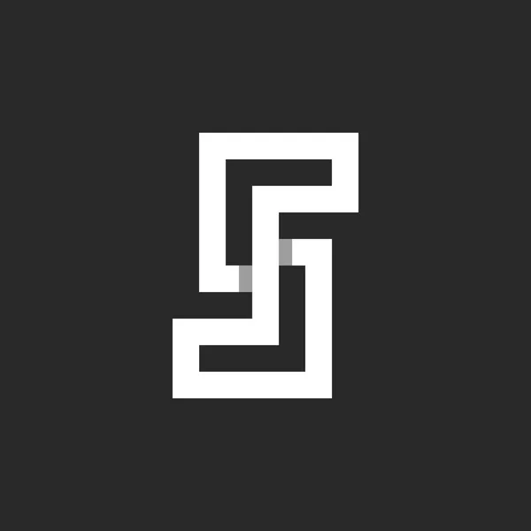 Düz Açılı Tipografi Işareti Logosu Altında Birbirine Dolanmış Çizgilerden Harfinin — Stok Vektör