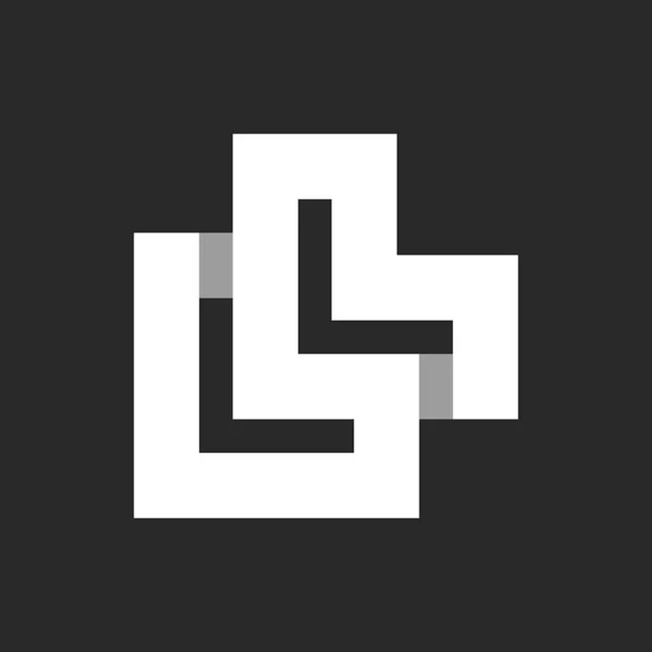 Инициалы Смелые Буквы Монограмма Логотип Широкие Линии Черном Фоне Перекрывающиеся — стоковый вектор