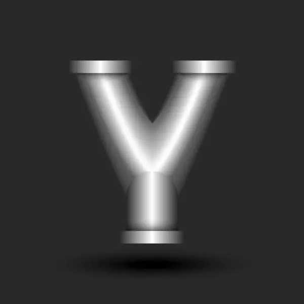 モノグラム文字Y 金属フランジ 金属グラデーションカラークリエイティブタイポグラフィマーク 産業スタイルのアイデンティティロゴタイプデザインの初期ロゴ3Dラインパイプ形状構造 — ストックベクタ