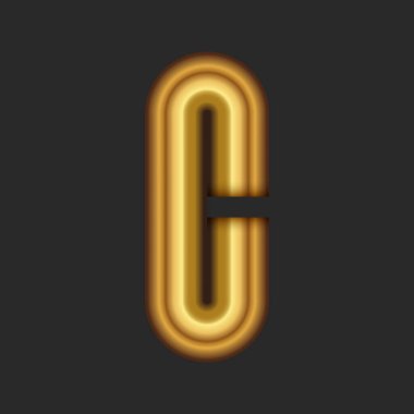 C 3d harfi basit logo kimliği başlangıç noktası altın gradyan, minimal biçim logotipinden.