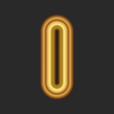 Kalın altın harf O veya 0 numara monogram, pürüzsüz oval şekil 3d metalik logo, altın zincir yaratıcı sanayi tarzı, tipografi yaratıcı tasarım elementi.