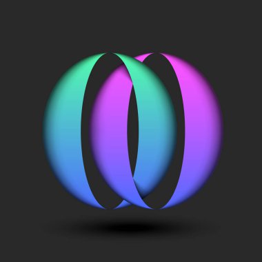 Üst üste binen harfler OO baş harfleri, kaligrafi monogramı iki harf O logosu enerjik gradyan ve gölgeler, iki oval iç içe geçmiş şekiller yaratıcı kimlik tasarımı..