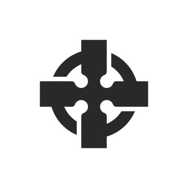 Basit Kelt haç logosu, minimal tarz siyah-beyaz vektör çizimi, kültürel ve dekoratif tasarımlar için geometrik kutsal sembol