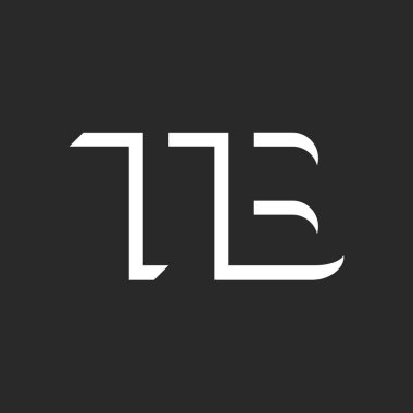 Baş harfleri TB harfleri, izometrik negatif uzay tasarımlı, iki harf T ve B, minimalist ve modern tarzda cesur geometrik şekiller içeriyor..