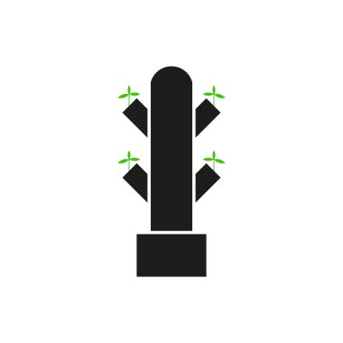 Dikey tarım teknolojisini temsil eden hava püskürtme sistemi simgesi ve hidroponik su verimli besin dağıtımını kullanarak sürdürülebilir bitki büyümesi.