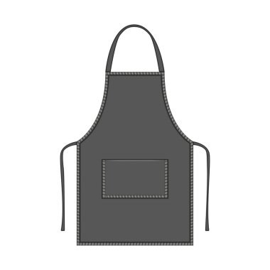 Ön cepli gerçekçi koyu gri mutfak önlüğü ve boş kayışlar beyaz arka planda izole edilmiş 3D vektör, yemek pişirme, restoran, catering, ev, berber, barista için tasarım üniforması.