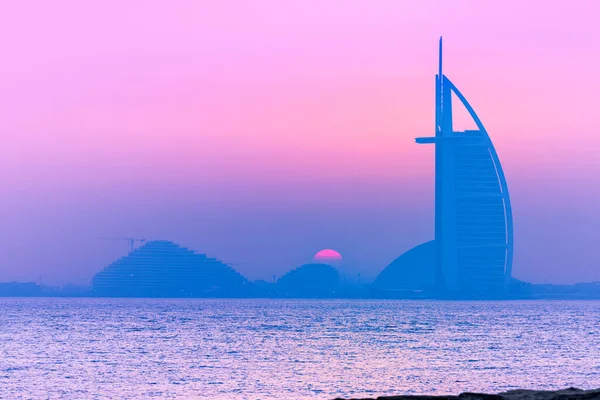 Nascer Sol Pink Burj Arab View Dubai — Fotografia de Stock