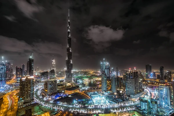Dubai Şehir Merkezindeki Gece Görüşü Bae — Stok fotoğraf
