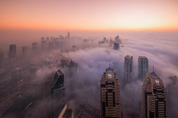 Sonnenuntergang Bei Nebel Dubai Vae — Stockfoto