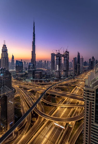 Matahari Terbit Downtown Dubai Uea — Stok Foto