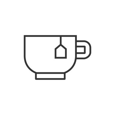 Bir fincan çay - düzenlenebilir çizgi ikonu. Sıcak içecek sembolü. Vektör illüstrasyonu 