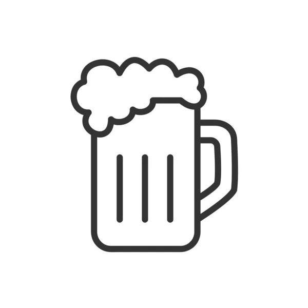Taza Cerveza Bebida Icono Línea Editable Símbolo Bebida Ilustración Vectorial — Vector de stock
