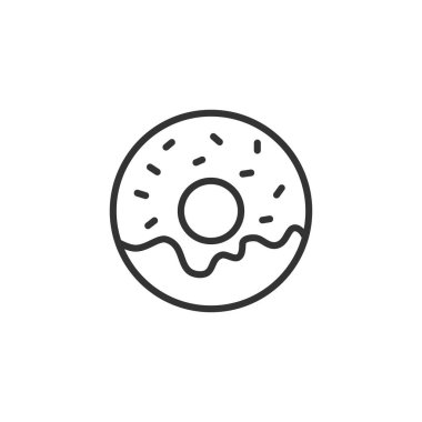 Kurgulanabilir vuruşlu çörek çizgisi simgesi. Fast food sembolünü özetle. Vektör illüstrasyonu beyaz arkaplanda izole edildi.