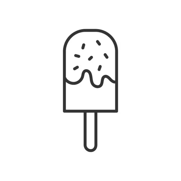 Ice Cream Line Icon Editable Stroke Outline Symbol Vector Illustration — Stock Vector