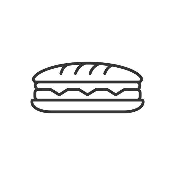 サンドイッチ 編集可能なストロークのラインアイコン ファーストフードシンボルを概説します ベクトルイラスト — ストックベクタ