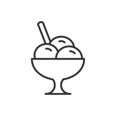 Dondurma kasesi - düzenlenebilir felçli çizgi simgesi. Ana hatlarıyla tatlı sembolü. Vektör illüstrasyonu beyaz arkaplanda izole edildi.